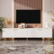 Moderner TV-Schrank mit 4 Türen TV-Ständer goldene Metallgriffe und -füße TV Möbel für Wohnzimmer Esszimmer Schlafzimmer TV Board 170 cm Lang Weiß