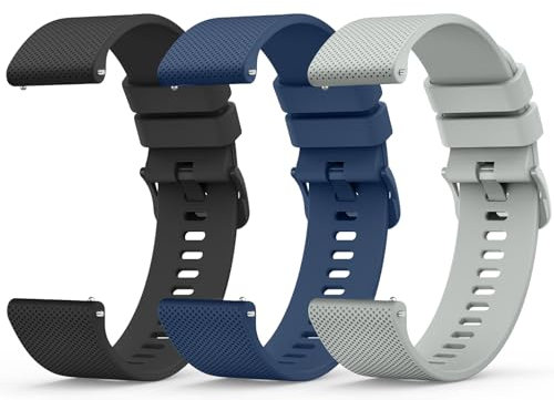 Wanme Bracelet Compatible pour Huawei Watch GT2 Sport Elegant 46mm / GT 2e/ GT Sport Active Classic 46mm/ GT3/GT3 Pro (Noir/Bleu Marine/Gris)