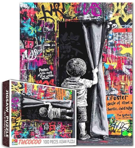 Tucocoo Banksy Graffiti-Puzzle, 1000 Teile, für Erwachsene, Straßenkunst-Puzzle, pädagogisches Aktivitätspuzzle für anspruchsvolles Familienspiel, buntes Bastelpuzzle für Wanddekoration, Geschenke