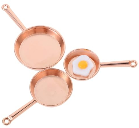 JOINPAYA 1 Satz Pfannenset für Puppenhaus Teiliges Kochgeschirr aus Roségold für Realistische Küchenszenen Pfannen und Omelette für Kreatives und Puppenhaus Dekoration