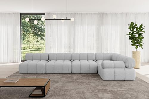 ALTDECOR Modulares Sofa Ecksofa in L-Form Corner modular Sofa Eckcouch Couch Wohnlandschaft Cauchsofa Polstersofa Mende-L3-380x190x70 cm Hellgrau