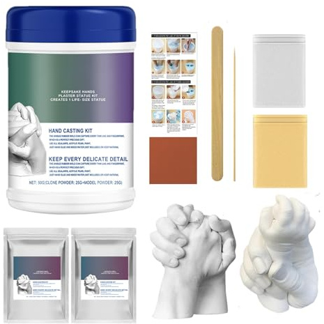 Generisch Handabdruck Set Für Paare, Gipsabdruck Hände Selber Machen Set, Handabdruck-Kit für Gedenksteine, Gips Handabdruck Sets, Gipsabdruck Baby Hand & Fuß für Erwachsene, Kinder, Familie