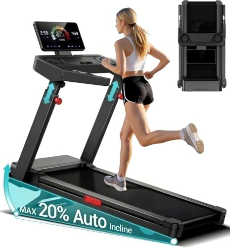 Foldable Walking Pad with 20% Auto Incline, 3.5HP Motor Treadmill For Home | 14KM/H Speed, 181 KG Max, Large Running Belt and LED Touch Screen,<40 dB Low Noise,90% Pre-assembled,Multi-layer Running Belt