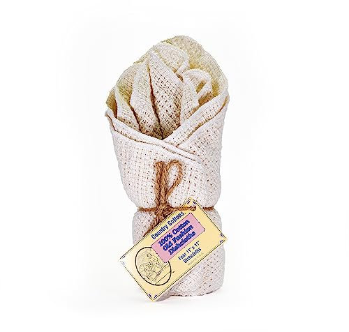 Country Cottons Old Fashion 100% Cotton Dishcloths - Set of 4-11 x 11 (Natural/Natural)