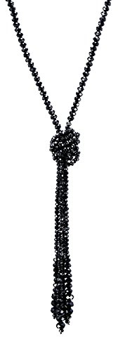 Urban-Jewelry Collar negro de estilo vintage para mujer – Colección Charleston de los años 20 – Collar largo con cuentas de varios niveles para mujer, 55 cm, Gema, Cristal