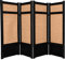 Oriental Möbel kurz Büro Partition, 122 cm Low Woven Jute Japanische Shoji Screen Raumteiler, schwarz 4 Panel