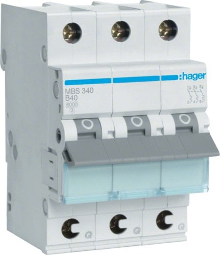 Hager MBS340 B-Type 3P 3 Module (S) Circuit Breaker – Circuit Breakers (25 – 60 °C,-25 – 80 °C)