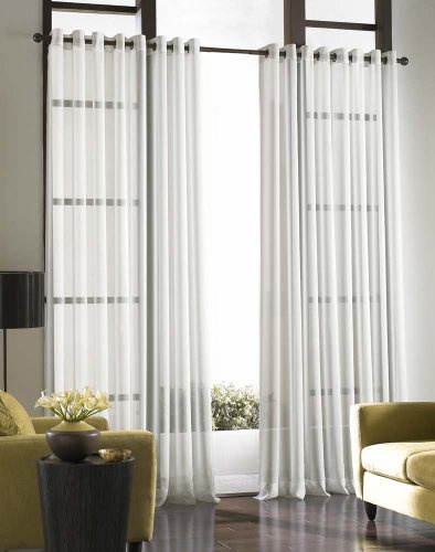 Curtainworks 1Q80430CWI Soho Voile Sheer Grommet Panel, 59 by 120, Winter White