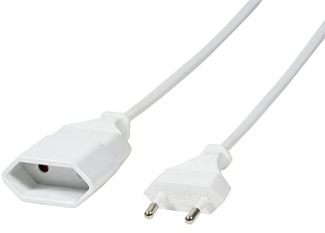 LogiLink CP126 Netzkabel Euro CEE 7/16 Stecker zu Buchse, 2m weiß