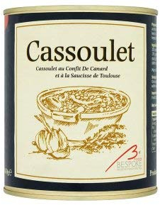 Bespoke Foods Cassoulet, Tinned Duck Casserole, Au Confit De Canard et à la Saucisse de Toulouse, Traditional French Meat Dish – 840g Tin Peach