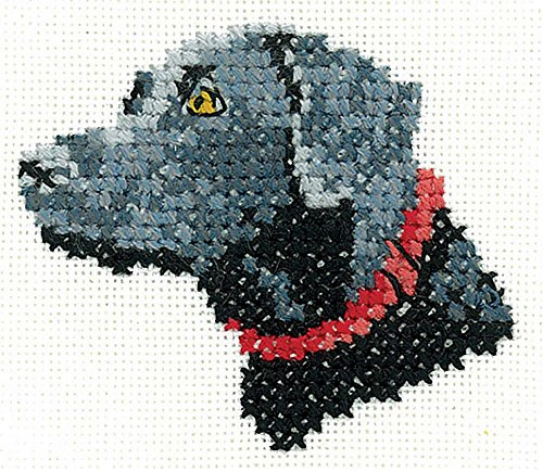 Heritage Kreuzstich Set Aida Schwarzer Labrador, Zählmuster, LFBL1425-A, 6x5cm