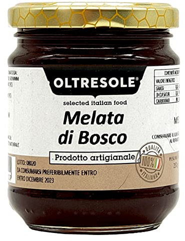 Oltresole - Miele di Melata di Bosco 250 g - miele artigianale da apicoltura italiana, miele scuro dal sapore caramellato