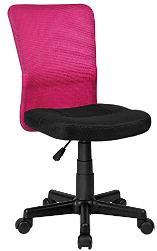 BAKAJI Silla Escritorio Oficina Giratoria Transpirable de Tela Red Altura Ajustable con Ruedas Color Fucsia y Negro