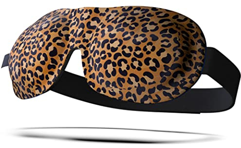 SMUG Schlafmaske für Männer und Frauen 100% Verdunkelung | Passt bei verlängerten Wimpern | 3D-geformtes Design für tiefen Schlaf | Klettverschluss für Komfort & Justierung | Tiermuster