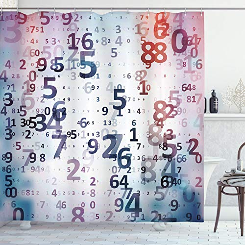 ABAKUHAUS Abstrakt Duschvorhang, Digital-Code-Nummern, Stoffliches Gewebe Badezimmerdekorationsset mit Haken, 175 x 180 cm, Teal Schwarz
