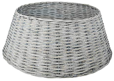 The Christmas Workshop 70499 Christmas Tree Skirt / 70cm Bottom Diameter, 50cm Top Diameter / 28cm High / Stylish Glittery Grey Willow