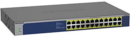 NETGEAR Switch PoE 24 porte Gigabit Ethernet Unmanaged (GS524PP) - con 24 PoE+ a 300 W, montaggio su rack/desktop e assistenza a vita ProSAFE
