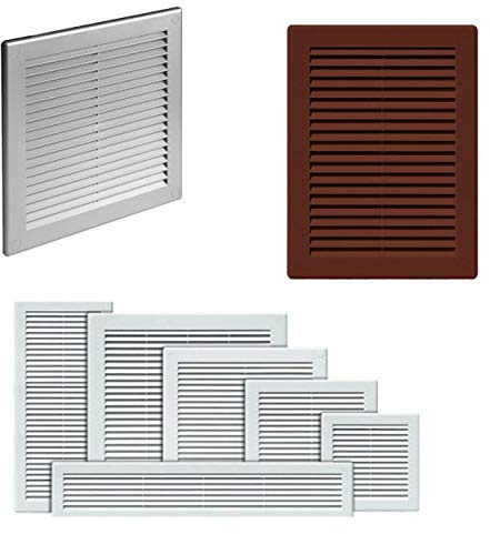 460 x 110 mm White Air Vent Grille Covers with Fly Screen/Anti-Insect Mesh and Screw Caps