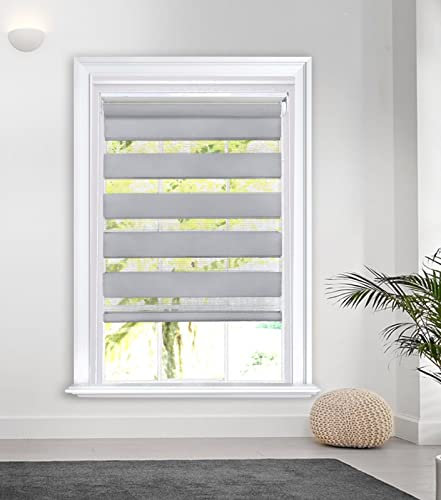 Lister Cartwright Premium Quality Zebra Blind Day & Night Blind Roller Blinds fashionable, Grey 120 x 165 cm