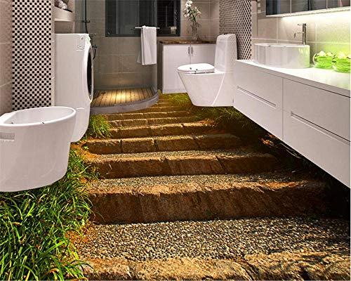 3D Bodenbelag Benutzerdefinierte Tapete 3D Boden Stein Stufen Straße Stufen 3D Fototapete Zimmer Wohnzimmer Dekoration Bodenbelag - 150 cm x 105 cm