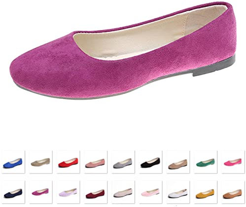 Hwalleum Ballerines plates décontractées à bout carré pour femme - Élégantes - Pour le bureau et la conduite - Couleur unie, violet, 37 EU