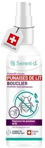 SERENI-D - BOUCLIER ANTI PUNAISE DE LIT - Spray anti punaise de lit puissant - Traitement naturel aux Huiles Essentielles/Fleur de Pyrèthre Végétal - Résultats rapides & efficaces - 100mL
