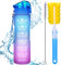 XACIOA 1L Wasserflasche mit Strohhalm, Kunststoff-Tritan-Trinkflasche mit Motivations-Zeitmarkierungen, auslaufsicher für Fitness und Outdoor-Sport, BPA-frei