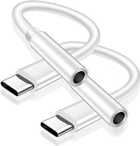 leizhan USB C to 3.5 mm headphone jack adapter, 2pcs USB C to 3.5 mm headphone jack adapter for Samsung Galaxy S8/S8+/S9/S10 Google Pixel 2/2XL, Huawei P10/P20, MacBook Pro/Air 2019/2018