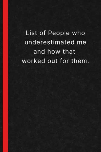 List of People who underestimated me and how that worked out for them.: blank lined journal notebook | funny quote notebook for a coworker | 6 x 9 inches, 110 Pages.