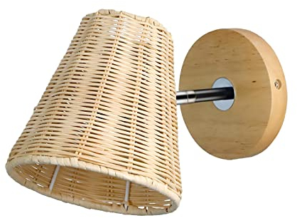 Fenteer Bauernhaus-Wandlampe für Scheunenküche, böhmische Wandlampen, geflochtener Rattan-Lampenschirm für Nachttisch, Haus, Wohnzimmer, Schlafzimmer,