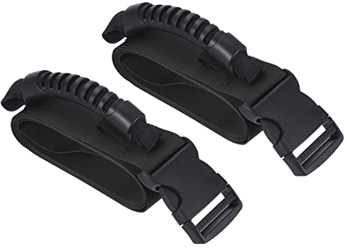 PATIKIL Carrying Strap with Handle, 2 Pack Adjustable Nylon Belt for Moving Lifting Boxes Grocery Luggage, Black