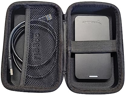 Schutztasche Hardcase für Externe Festplatten SSD HDD 2,5 2,5 Zoll Außenabmessungen 180 x 100 x 60 mm Innenabmessungen 175 x 95 x 58 mm Stoßschutz Schwarz (L)