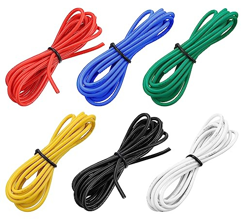 sourcing map 18 Gauge Silicone Wire 18AWG Electrical Wire Stranded Wire Flexible Tinned Copper Wire High Temp Hookup Wire 6 Color 1.5m/4.92ft for Car Model Electric Appliances 6pcs