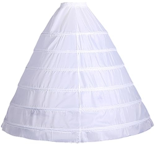TRACYCY Damen Reifrock 3 Ring und 6 Ring Verstellbar Petticoat Unterrock Weiß Lang Tüll Fluffy Crinoline Underskirt für Vintage Brautkleid Hochzeitskleid Ballkleid Kostüm