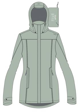 CMP Damen Lange Ripstop-regenjacke für Damen Regenparka | Trocken bei Regenwetter, Flexibel bei Wetterwechsel, Leichtes Tragegefühl, Praktischer Wetterschutz