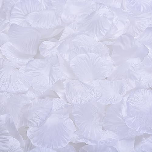 HAOSHICS Lot de 1200 pétales de rose artificiels pour nuit romantique, décoration florale de mariage, fête, événements (blanc)