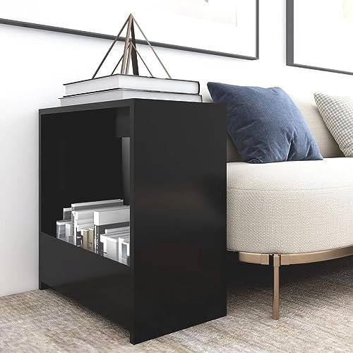 Homgoday Table basse noire 50 x 26 x 50 cm en aggloméré, table de salon, table de bureau, chambre à coucher jardin