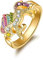 Clataly Regenbogen Einhorn Ring mit Strass Einstellbare Öffnung Cartoon Einhorn Mädchen Ring (Gold)