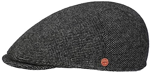 Mayser Sidney Tweed Flatcap Schirmmütze Schiebermütze Herren - Made in The EU mit Schirm, Futter Winter Herbst-Winter - 58 cm schwarz