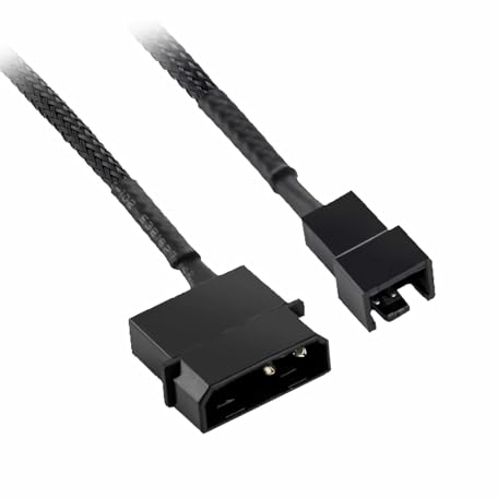 Bolwins H28S 4-Pin Molex auf 3-Pin/4-Pin PWM 12V PC-Gehäuselüfter-Stromversorgungskabel – Molex Lüfter-Adapterkabel für PC-Lüfter