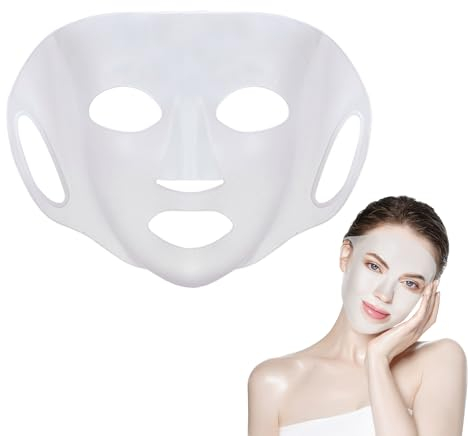 3D maschera silicone, Grande Copertura Maschera Del Silicone Riutilizzabile Copertura Della Maschera Del Silicone Del Vapore Viso Idratante Copertura Della Maschera Del Viso Per Sheet Mask (Bianco)