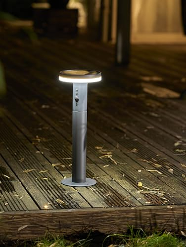Northpoint LED Solar Wegleuchte mit Bewegungsmelder und Dämmerungssensor Standbylicht für den Außenbereich IP44 ca. 54cm hoch Tageslichtweißes Licht 5000K