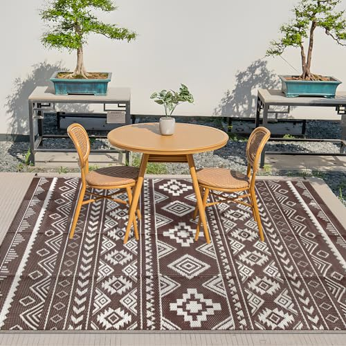 Famibay Outdoor Teppich Wetterfest Camping Balkon Teppich Outdoor 150 x 245 cm Outdoorteppich Gartenteppich Kunststoff Teppich Picknickdecke Außen Bodenmatte für Terrasse Garten Balkon Camping