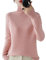 Pull en tricot à col roulé uni pour femme - Cachemire - Tricot côtelé - Laine chaude - Ample - Manches longues, rose, XL