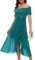 Berylove Robe de soirée longue à paillettes pour femme - Robe de cocktail élégante pour mariage - Robe à épaules dénudées - Robe de bal, Vert paon, M