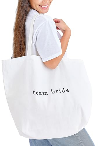 Ginger Ray Stoff-Tragetasche mit Aufschrift Team Bride, bestickt, 55 x 72 cm, Weiß