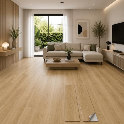 Pavimentos Arquiservi - Suelo Vinílico Autoadhesivo PVC -【10 m²】- Grosor 2mm - Diseño Roble Clásico Dorado - Gran Durabilidad y Resistente al Agua - Fácil Mantenimiento