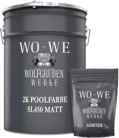 WO-WE 2K Poolfarbe Schwimmbadfarbe Betonbecken MATT Silbergrau 5kg | Wasserdicht & Abriebfest, Wasserbasiertes Epoxidharz, Für Schwimmbecken & Beckenrand, Poolfliesen | Farbton ähnl. RAL 7001
