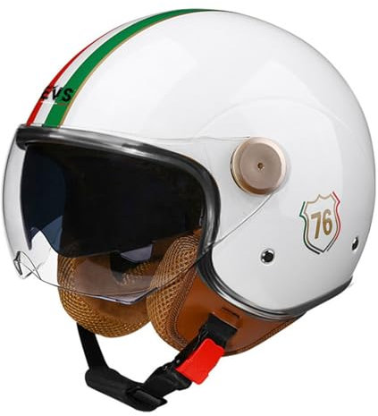 Casco Moto Demi-Jet Moto Cross Casco Scooter Caschi Motorino Vintage DOT/ECE Omologato Donna Uomo Casco Semiaperto Con Visiera Antigraffio 21,M
