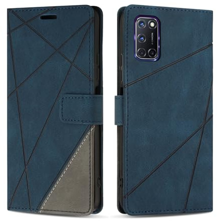 SONWO Handyhülle für Oppo A52 / Oppo A72 / Oppo A92 Hülle, Premium PU Leder Handyhülle Wallet Silikon Schutzhülle Klapphülle für Oppo A52 / Oppo A72 / Oppo A92, Blau